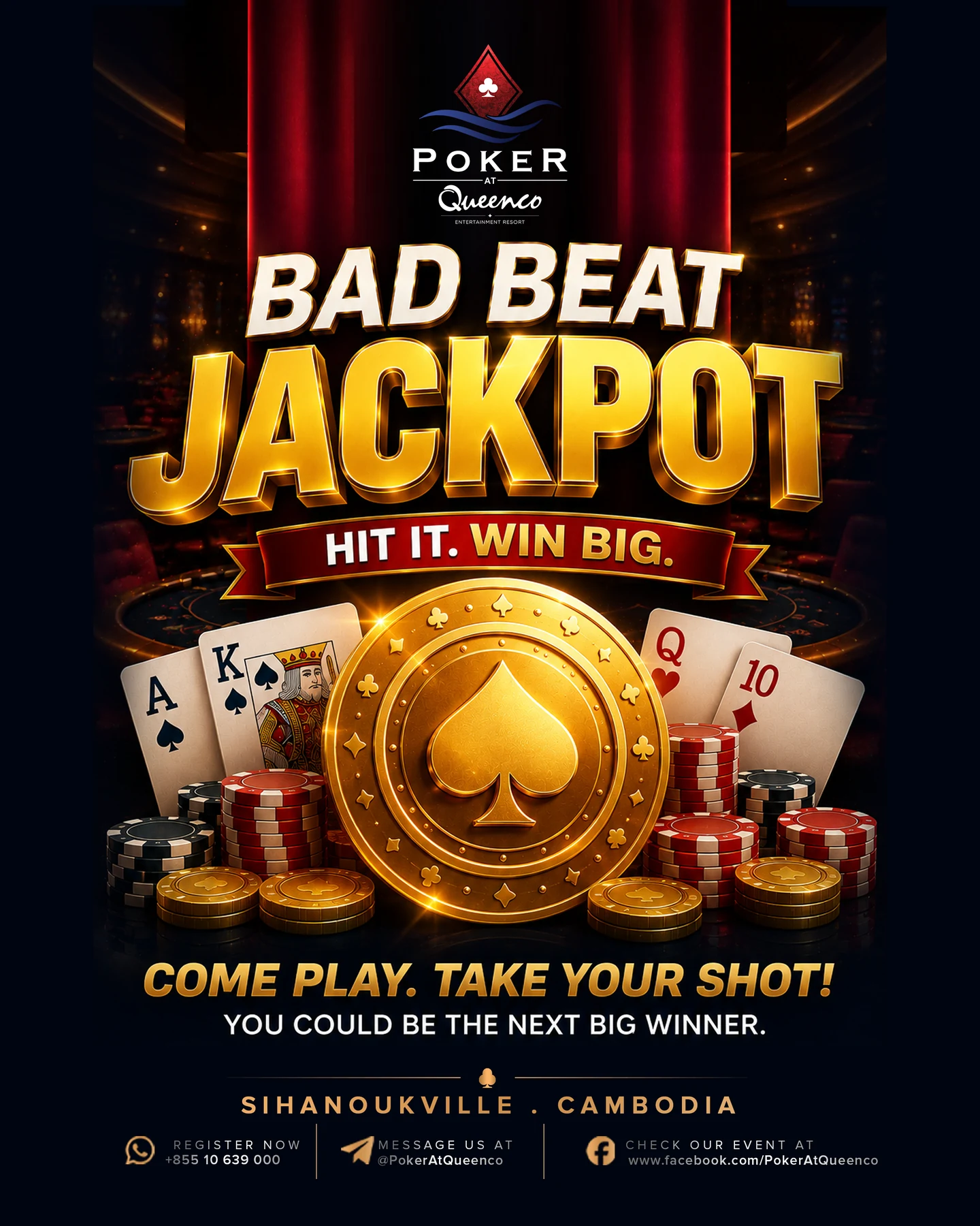 Bad Beat Jackpot promotion at Poker at Queenco